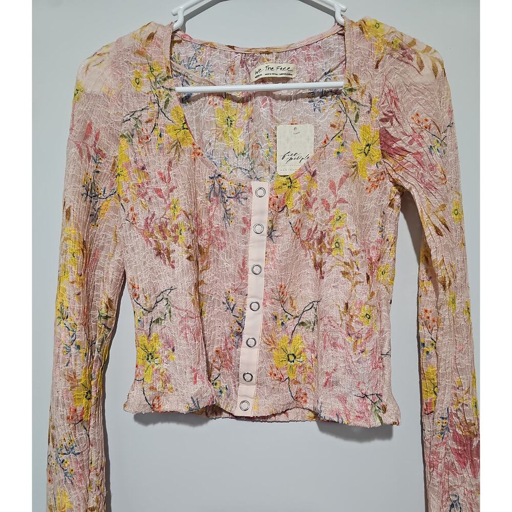 NWT Free People Angelina Floral Print Crop Top Womens Medium Whimsy Boho